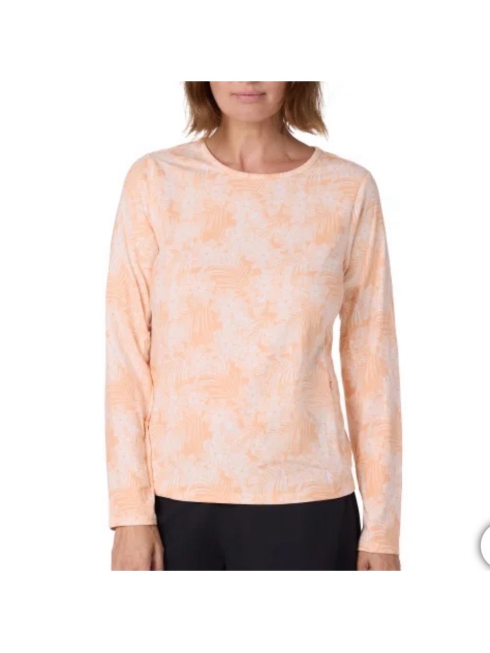 Hang Ten Peach Printed Long-Sleeve Crewneck Top